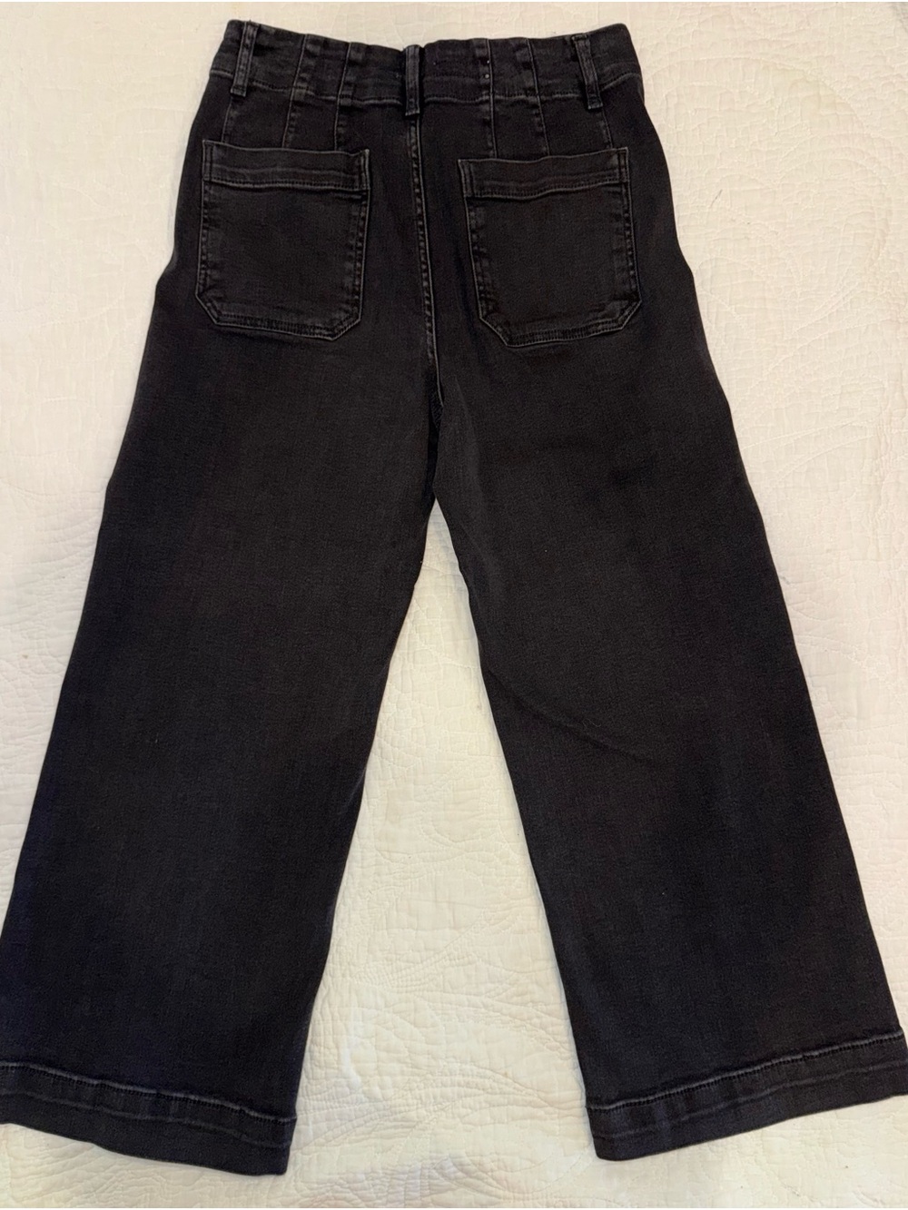 Pilcro Anthropologie Wide Leg Crop Jeans Dark Blue Wash Size 28 Patch Pocket - Picture 6 of 11